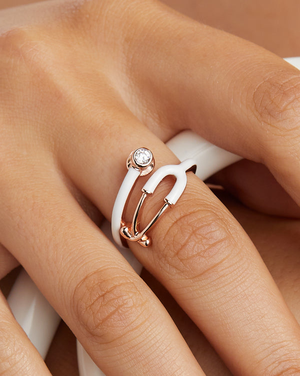 Stethoscope shape ring WHITE
