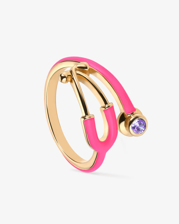 Stethoscope Shape Ring Pink