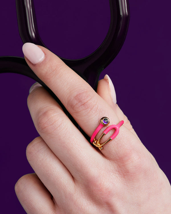 Stethoscope Shape Ring Pink
