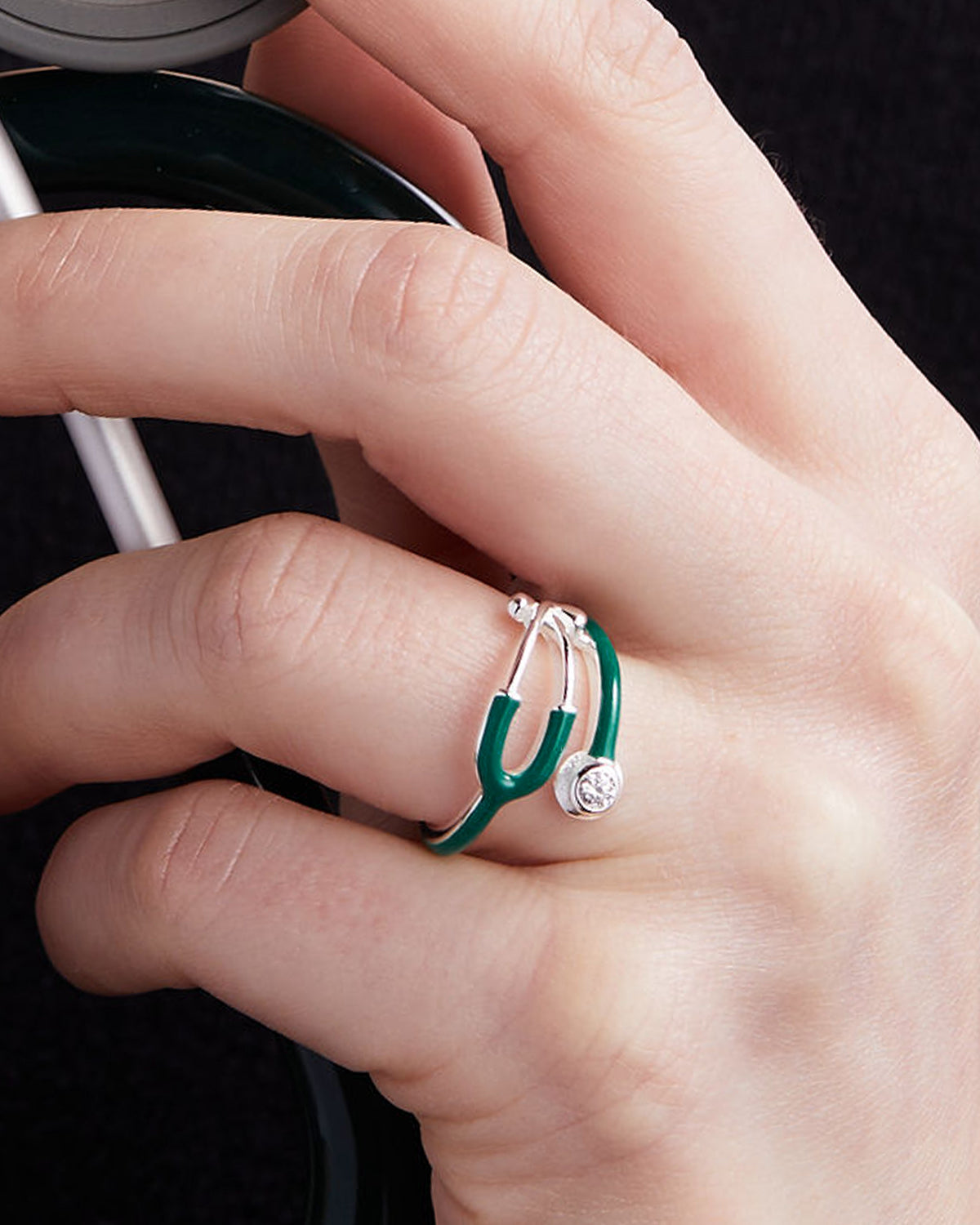 Stethoscope Ring Green