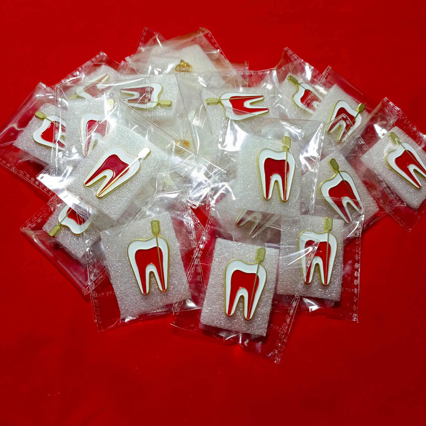 Lapel pins of tooth section view