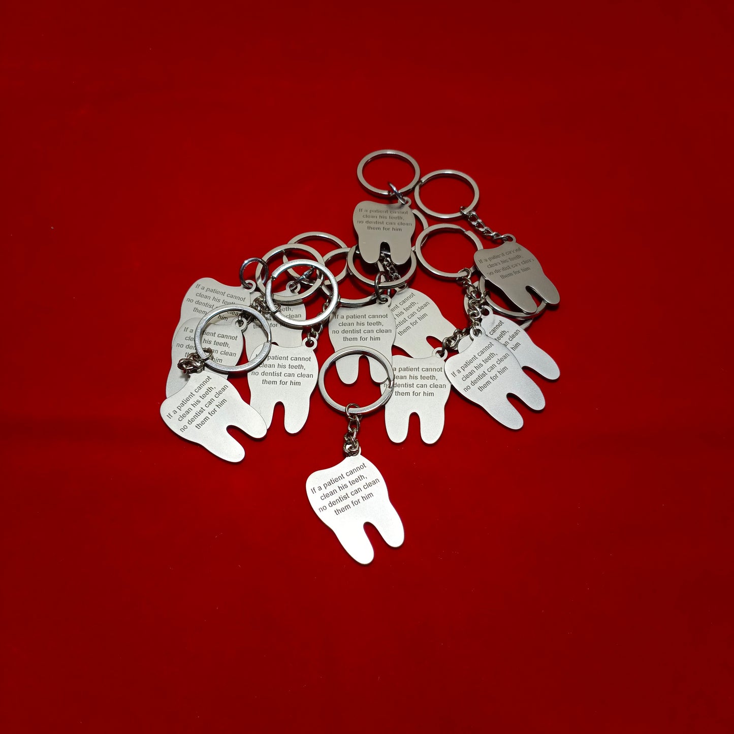 Keychain of tooth quotation "Clean"