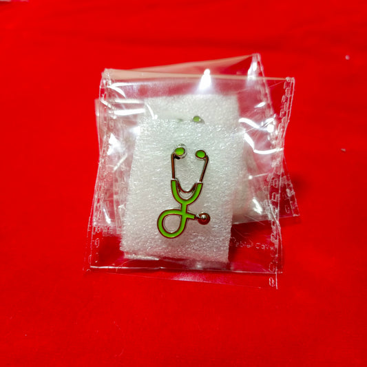 Lapel pins of stethoscope green
